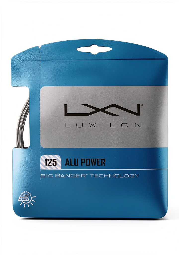 Player using Luxilon ALU Power 125 tennis string on a clay court