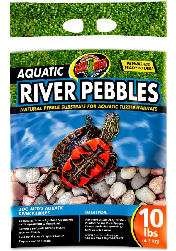 Zoo Med Aquatic River Pebbles Substrate 10 lbs Pre washed for Turtles-0